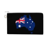 Flag Map of Australia Small Canvas Coin Purse Change Zippered Pouch Wallet Organizer Bags 7.4 X 4.6 Inch