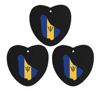 Flag Map of Barbados 3 Pcs Automotive Air Fresheners Mirror Aromatherapy Tablets Ornament Car Fragrance Scented Cards Love form