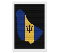 Flag Map of Barbados Diamond DIY Painting Kits Round Full Drill Digital Art Craft for Home Office Wall Decor 8"x12"
