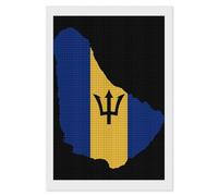 Flag Map of Barbados Diamond DIY Painting Kits Square Full Drill Digital Art Craft for Home Office Wall Decor 8"x12"