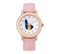 Flag Map of Barbados Fashion Women's Wrist Watches Analogue 3 Hand Leather Strap Quartz Watch