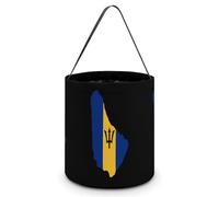 Flag Map of Barbados Halloween Tricking Or Treating Bag Funny Candy Bucket Tote Gift Wrap Bags