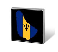 Flag Map of Barbados Novelty Brooches & Pins Square Personalised Metal Lapel Badge with Butterfly Clutch Clasp
