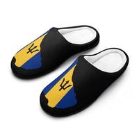 Flag Map of Barbados Women's Slippers Cotton Warm House Shoes with Rubber Anti-Slip Sole Slip On for Home Outdoor 9-10（40-41）