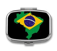 Flag Map of Brazil Travel Pill Organizer 2 Compartments Pill Case Pill Box Containers for Purse Pocket