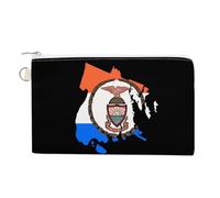 Flag Map of Bronx County New York Small Canvas Coin Purse Change Zippered Pouch Wallet Organizer Bags 7.4 X 4.6 Inch