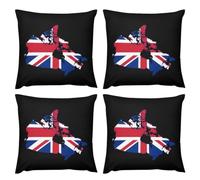 Flag Map of Canada United Kingdom 4 Pack Cozy Plush Pillowcase 24 "x24 "