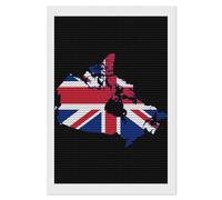 Flag Map of Canada United Kingdom Diamond 5D Painting Kits for Adult Beginners Round Full Drill DIY Wall Art Craft Decor Gift 8"x12"