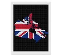 Flag Map of Canada United Kingdom Diamond 5D Painting Kits for Adult Beginners Round Full Drill DIY Wall Art Craft Decor Gift 12"x16"