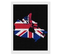 Flag Map of Canada United Kingdom Diamond 5D Painting Kits for Adult Beginners Square Full Drill DIY Wall Art Craft Decor Gift 12"x16"