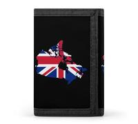 Flag Map of Canada United Kingdom Trifold Men's Wallets with 8 Card Slots & Key Hook Slim Travel Purse Money Clip