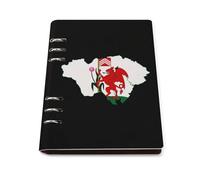 Flag Map of Cardiff Wales 6 Ring Refillable Notebook PU Leather A5 Binder Planner Book Loose-Leaf Notebooks with 90 Sheets Paper