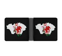 Flag Map of Cardiff Wales Leather Bifold Wallet for Men Slim Card Cases with 6 Slots Minimalist Coin Purse