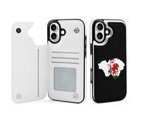 Flag Map of Cardiff Wales Leather Flip Phone Case Wallet Cover Compatible with iPhone 16/16 Plus/16 Pro/16 Pro Max/16 E/16 SE4