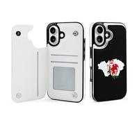 Flag Map of Cardiff Wales Leather Flip Phone Case Wallet Cover Compatible with iPhone 16/16 Plus/16 Pro/16 Pro Max/16 E/16 SE4