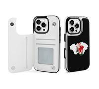 Flag Map of Cardiff Wales Leather Flip Phone Case Wallet Cover Compatible with iPhone 16/16 Plus/16 Pro/16 Pro Max/16 E/16 SE4