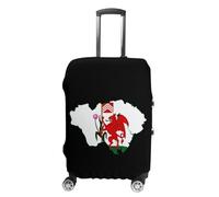Flag Map of Cardiff Wales Personalized Luggage Case Cover Funny Travel Accessories Washable Suitcase Protector Fit 19-32 Inch L