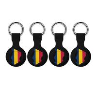 Flag Map of Chad Trendy GPS Cases Holder with Key Chain Ring Portable Protective Covers Compatible with Airtag