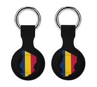 Flag Map of Chad Trendy GPS Cases Holder with Key Chain Ring Portable Protective Covers Compatible with Airtag