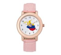Flag Map of Colombia Women Simplicity Watch with Leather Strap Easy Reader Ladies Wristwatch
