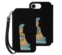 Flag Map of Delaware Mobile Phone Front Flip Cases Compatible with iPhone 16/16 Plus/16 Pro/16 Pro Max/16 E Anti-Scratch Covers