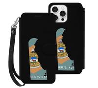 Flag Map of Delaware Mobile Phone Front Flip Cases Compatible with iPhone 16/16 Plus/16 Pro/16 Pro Max/16 E Anti-Scratch Covers