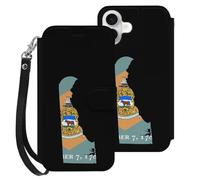 Flag Map of Delaware Mobile Phone Front Flip Cases Compatible with iPhone 16/16 Plus/16 Pro/16 Pro Max/16 E Anti-Scratch Covers