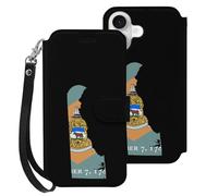 Flag Map of Delaware Mobile Phone Front Flip Cases Compatible with iPhone 16/16 Plus/16 Pro/16 Pro Max/16 E Anti-Scratch Covers