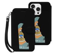 Flag Map of Delaware Mobile Phone Front Flip Cases Compatible with iPhone 16/16 Plus/16 Pro/16 Pro Max/16 E Anti-Scratch Covers