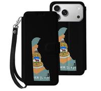 Flag Map of Delaware Mobile Phone Front Flip Cases Compatible with iPhone 17/17 Air/17 Pro/17 Pro Max Anti-Scratch Covers