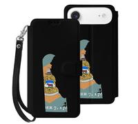 Flag Map of Delaware Mobile Phone Front Flip Cases Compatible with iPhone 17/17 Air/17 Pro/17 Pro Max Anti-Scratch Covers