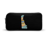 Flag Map of Delaware Pencil Case Large Capacity Pen Pouch Office Supplies Organizer Portable Makeup Bag for Travel
