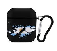Flag Map of Falkland Islands Compatible with Airpod 1/2 Case PC Scratch-Resistant Drop-Proof Protective Cover with Keychain Black-style