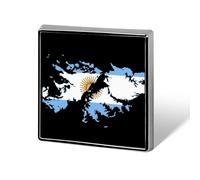 Flag Map of Falkland Islands Novelty Brooches & Pins Square Personalised Metal Lapel Badge with Butterfly Clutch Clasp