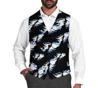 Flag Map of Falkland Islands Slim Fit Men's Waistcoat Classic Suit Vest Dress for Formal Casual Wear XL