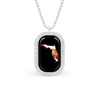 Flag Map of Florida Brilliant White Diamond Necklaces Dainty Pendant Necklace Trendy Metal Jewelry Gift for Women