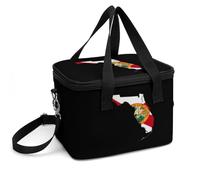 Flag Map of Florida Insulated Lunch Bag with Shoulder Strap Leakproof Lunchbox Reusable Picnic Cool Tote Bags