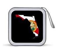 Flag Map of Florida Portable CD Case 40 Capacity DVD Collection Holder Zipper Storage Wallet for Car Home Travel