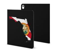Flag Map of Florida Printed Tablet Cases Compatible with iPad Series Pencil Holder Slim Trifold Stand Protective Cover