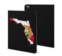 Flag Map of Florida Printed Tablet Cases Compatible with iPad Series Pencil Holder Slim Trifold Stand Protective Cover