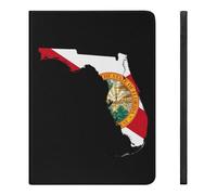 Flag Map of Florida Printed Tablet Cases Compatible with iPad Series Pencil Holder Slim Trifold Stand Protective Cover