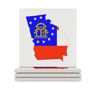 Flag Map of Georgia Ceramic Coaster Set Cork-Backed Square Heat Resistant Coasters Table Protection for Tea Coffee