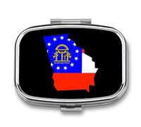 Flag Map of Georgia Portable Pill Organizer with 2 Compartments Square Medicine Box Compact Travel Pharmacy Case