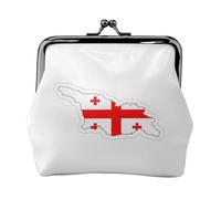 Flag Map of Georgia print Coin Purse Small Change Purse Card Holder Coin Pouch Small Wallet for Women and Men, Black, One Size, Vintage