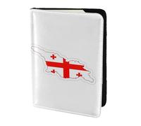 Flag Map of Georgia print Travel Wallet Passport Holder Case for Family Leather Passport Cover for Men Women, Black, One Size