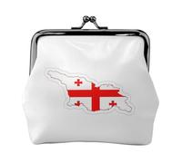 Flag Map of Georgia Printed Microfiber PU Leather Wallet Kiss Lock Mini Pouch for Lipstick Key Change Organization