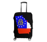 Flag Map of Georgia Travel Luggage Case Cover Washable Suitcase Protector Funny Protective Baggage Fits 19-32 Inch