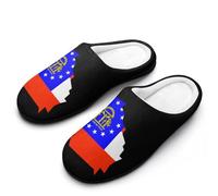 Flag Map of Georgia Women's Cotton Slippers Indoor Outdoor House Shoes Warm Gift for Travel Bedroom Hotel 11-12（42-43）