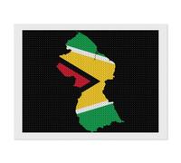 Flag Map of Guyana Funny Diamond Art Kits for Adults Round Full Drill Picture Home Wall Decor
