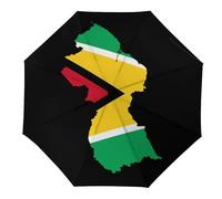 Flag Map of Guyana Three Folding Umbrella Classic Automatic Manual Rainbrella Portable Windproof Anti UV for Men Women Automatic